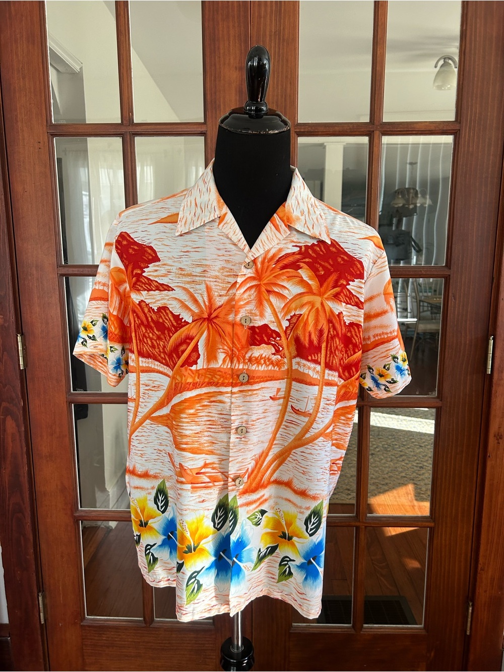 Vintage 1990's Kennington Hawaiian Shirt Mens XL Tropical Surfer Palm Tree